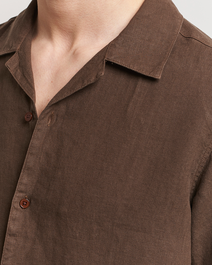 Mies | Kauluspaidat | NN07 | Julio Linen Resort Shirt Cocoa Brown