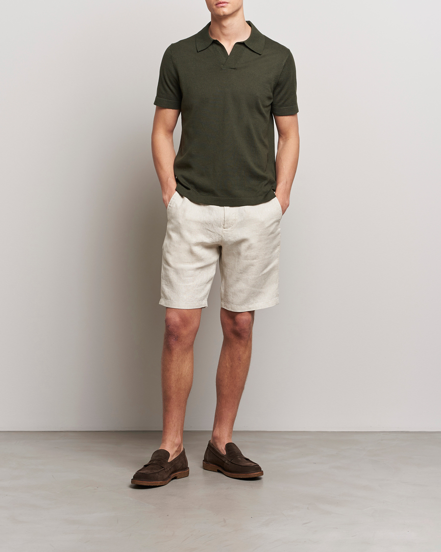 Mies | Pikeet | NN07 | Ryan Cotton/Linen Polo Rosin Green