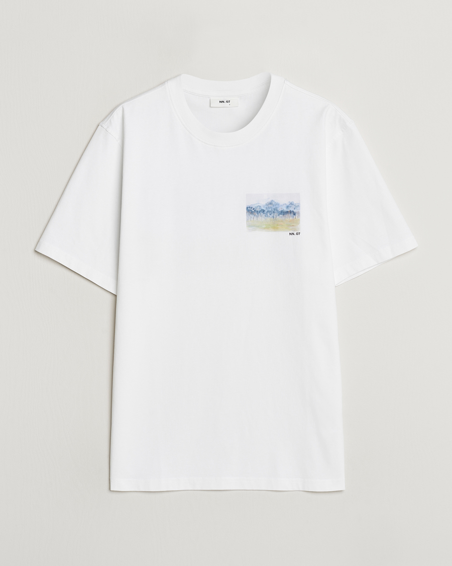 Mies | T-paidat | NN07 | Adam Printed Crew Neck T-Shirt White