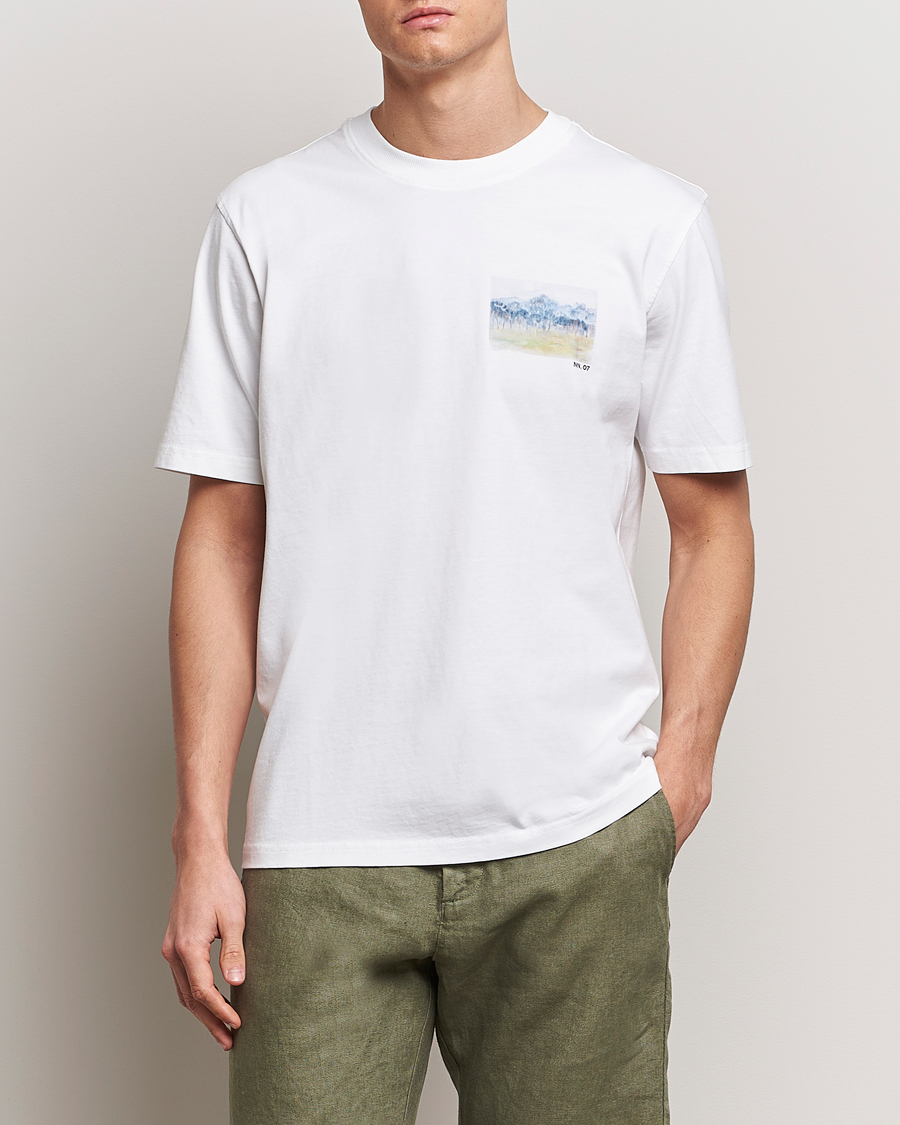 Mies | Osastot | NN07 | Adam Printed Crew Neck T-Shirt White