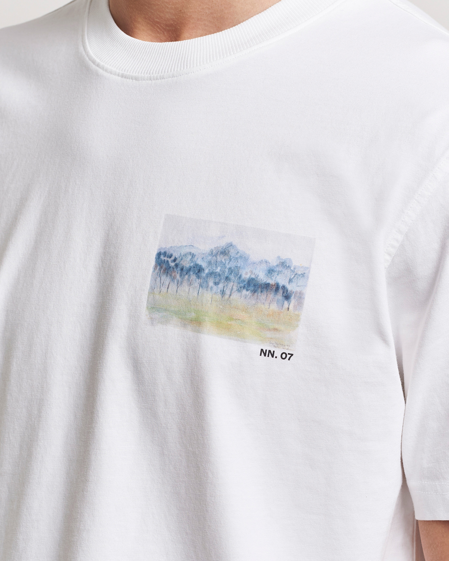Mies | T-paidat | NN07 | Adam Printed Crew Neck T-Shirt White