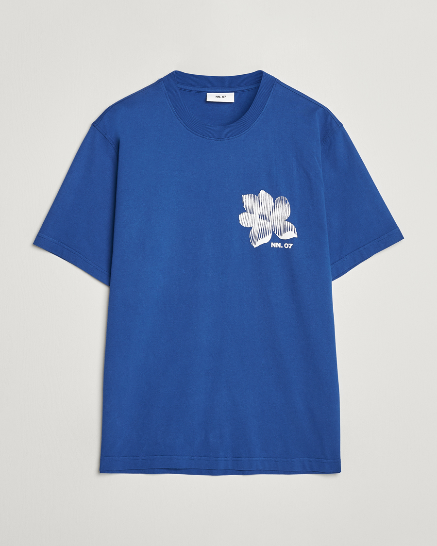 Miehet |  | NN07 | Adam Printed Crew Neck T-Shirt Blue Quartz