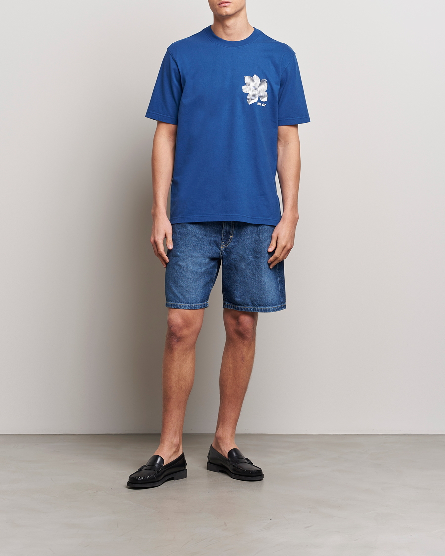Mies | T-paidat | NN07 | Adam Printed Crew Neck T-Shirt Blue Quartz