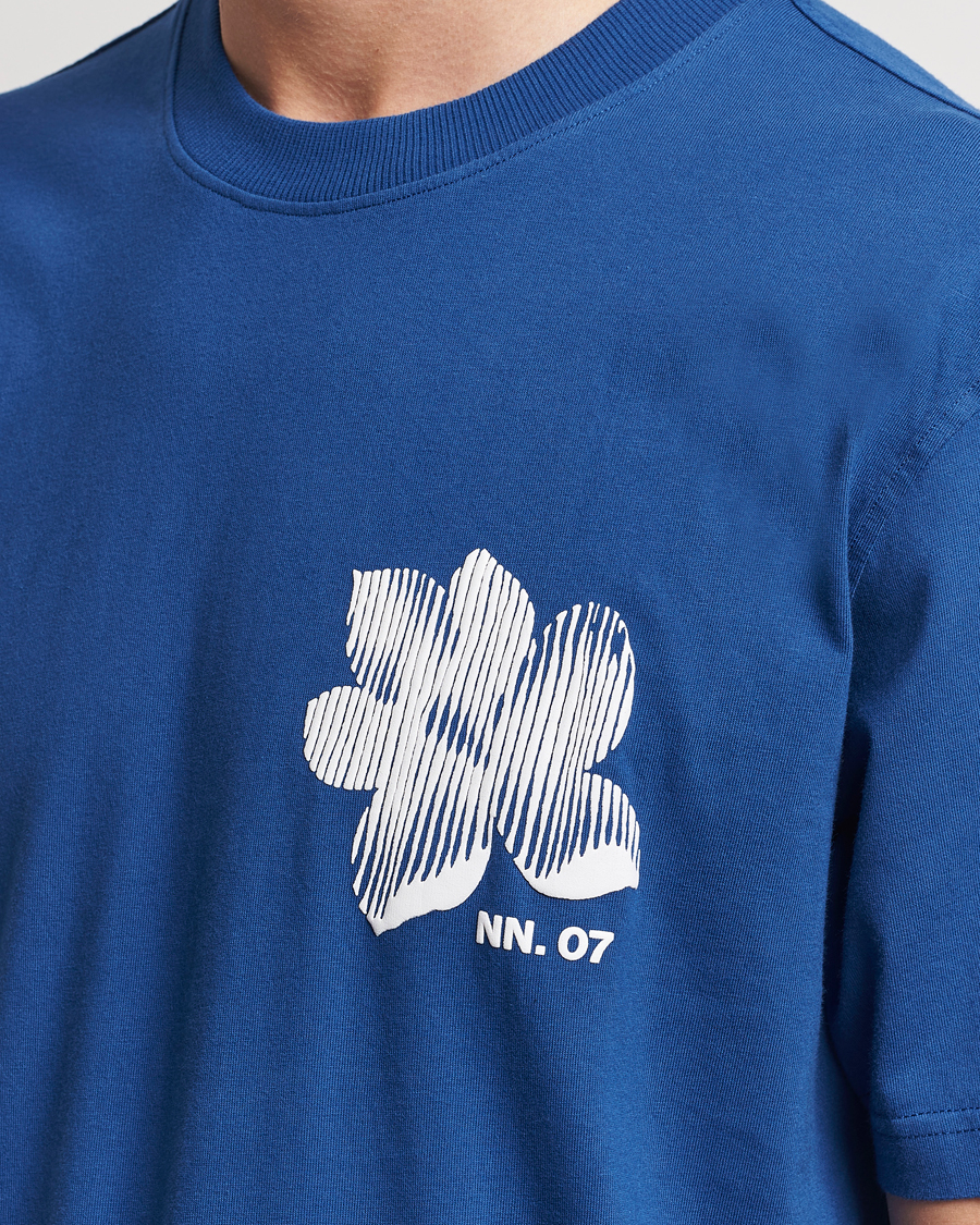 Mies | T-paidat | NN07 | Adam Printed Crew Neck T-Shirt Blue Quartz