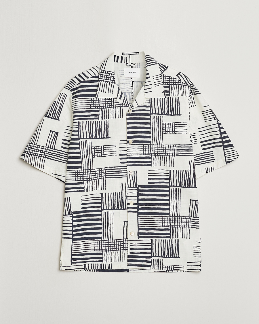 Mies | Kauluspaidat | NN07 | Ole Printed Short Sleeve Shirt Black Multi