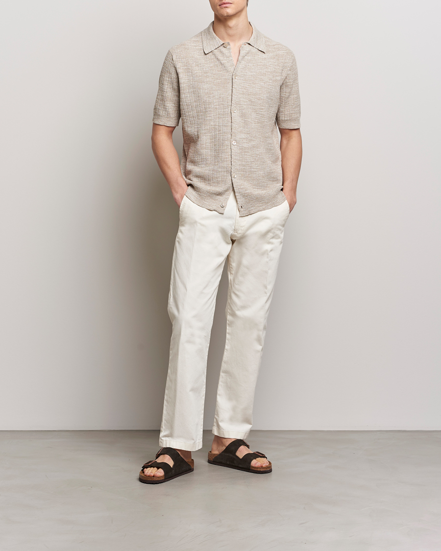 Mies | Kauluspaidat | NN07 | Nolan Knitted Shirt Sleeve Shirt Greige Melange