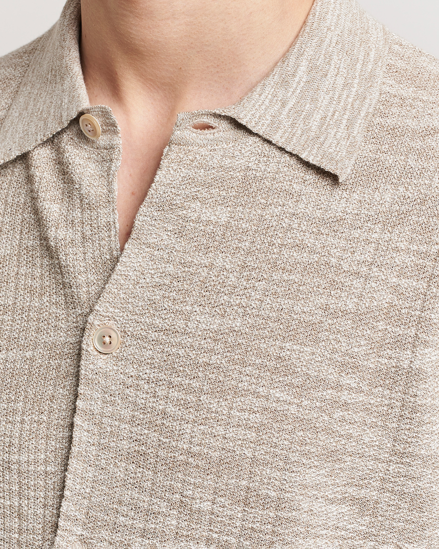 Mies | Kauluspaidat | NN07 | Nolan Knitted Shirt Sleeve Shirt Greige Melange