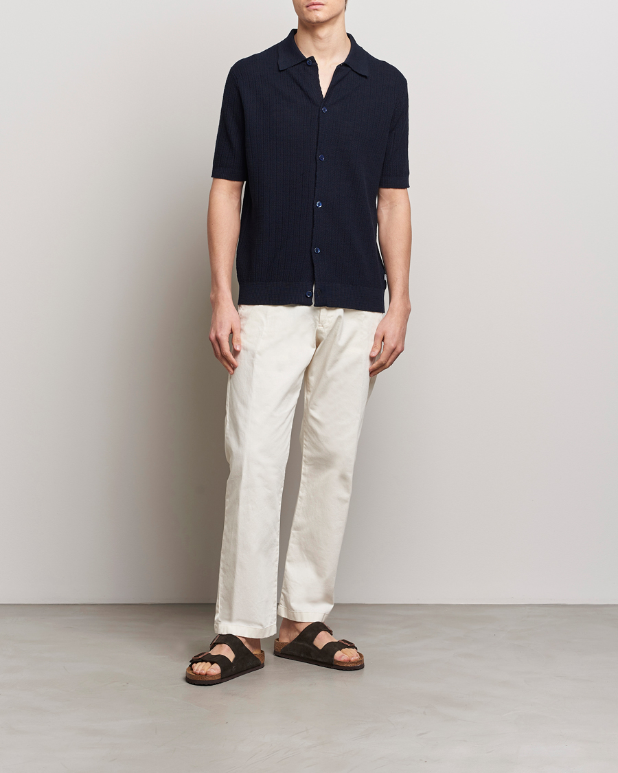 Mies | Kauluspaidat | NN07 | Nolan Knitted Shirt Sleeve Shirt Navy Blue