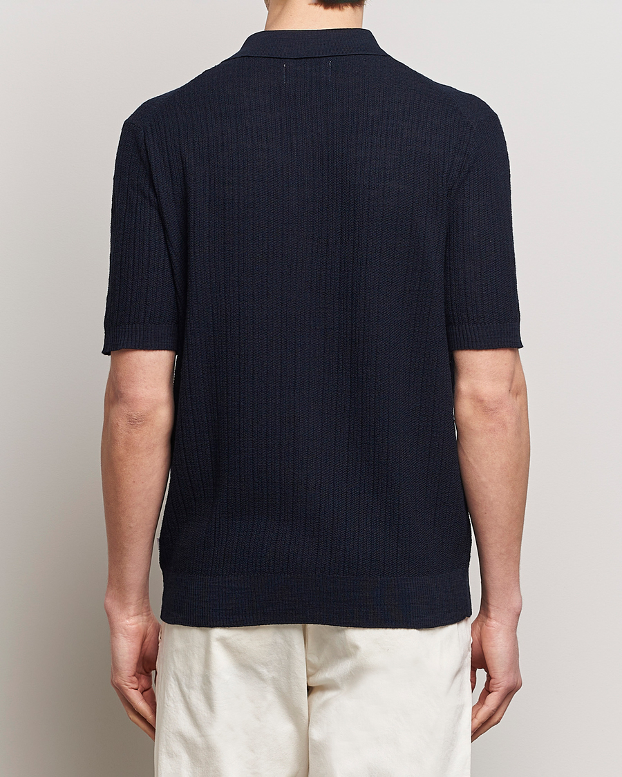 Mies | Kauluspaidat | NN07 | Nolan Knitted Shirt Sleeve Shirt Navy Blue