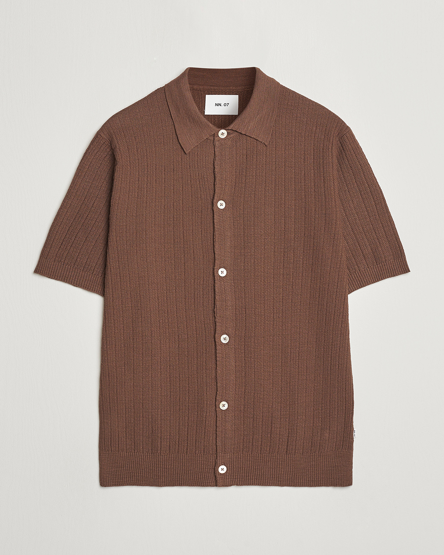 Mies | Kauluspaidat | NN07 | Nolan Knitted Shirt Sleeve Shirt Cocoa Brown