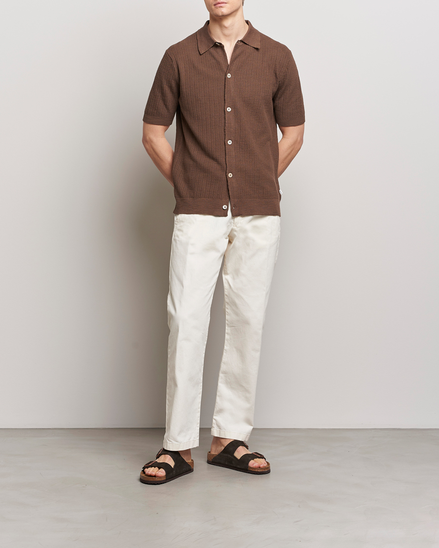 Mies | Kauluspaidat | NN07 | Nolan Knitted Shirt Sleeve Shirt Cocoa Brown