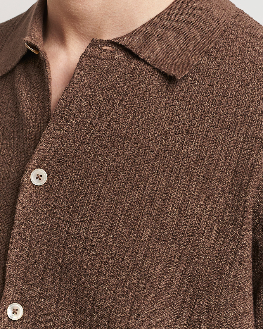 Mies | Kauluspaidat | NN07 | Nolan Knitted Shirt Sleeve Shirt Cocoa Brown