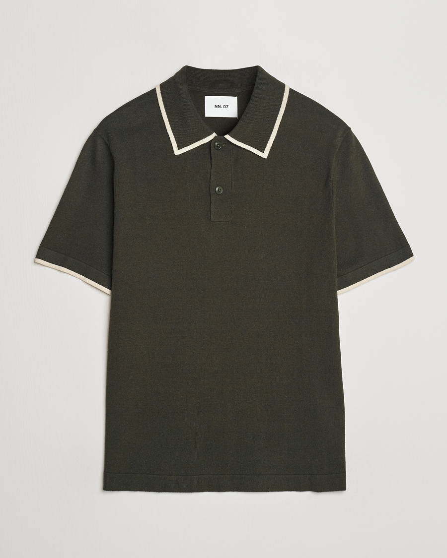 Mies | Pikeet | NN07 | Damon Silk/Cotton Knitted Polo Rosin Green