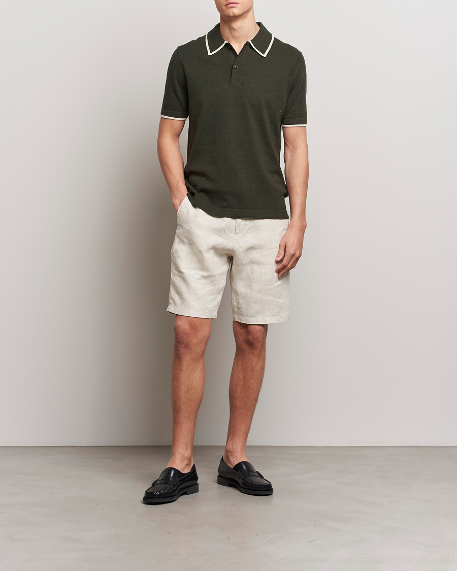 Mies | Pikeet | NN07 | Damon Silk/Cotton Knitted Polo Rosin Green
