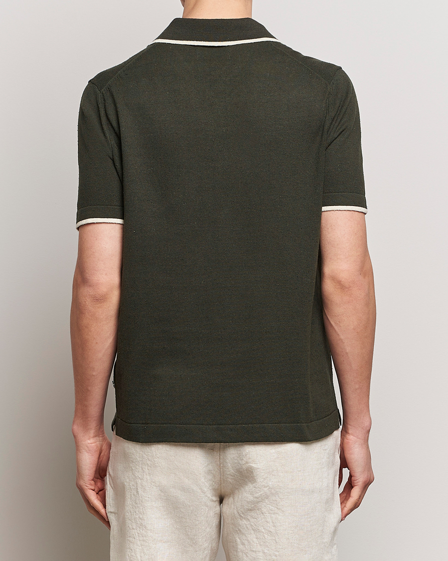 Mies | Pikeet | NN07 | Damon Silk/Cotton Knitted Polo Rosin Green