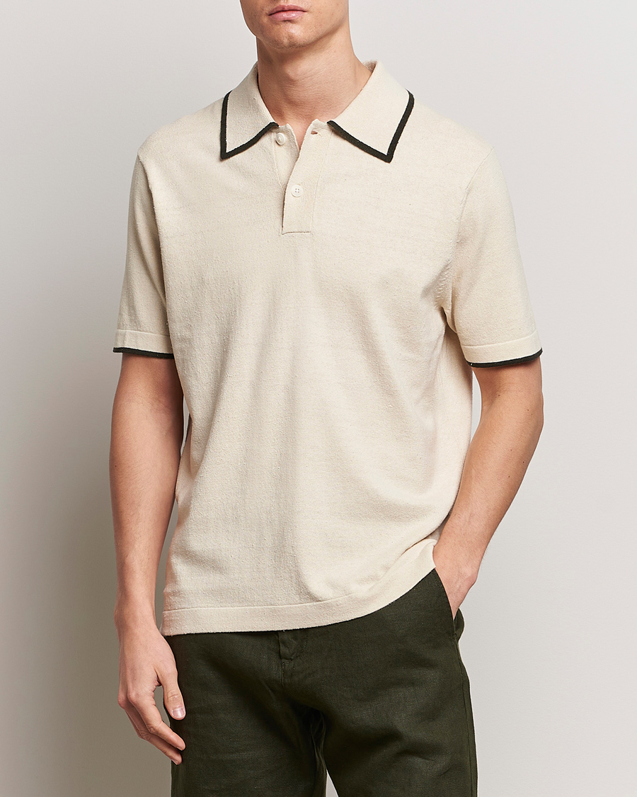Men | Clothing | NN07 | Damon Silk/Cotton Knitted Polo Oat