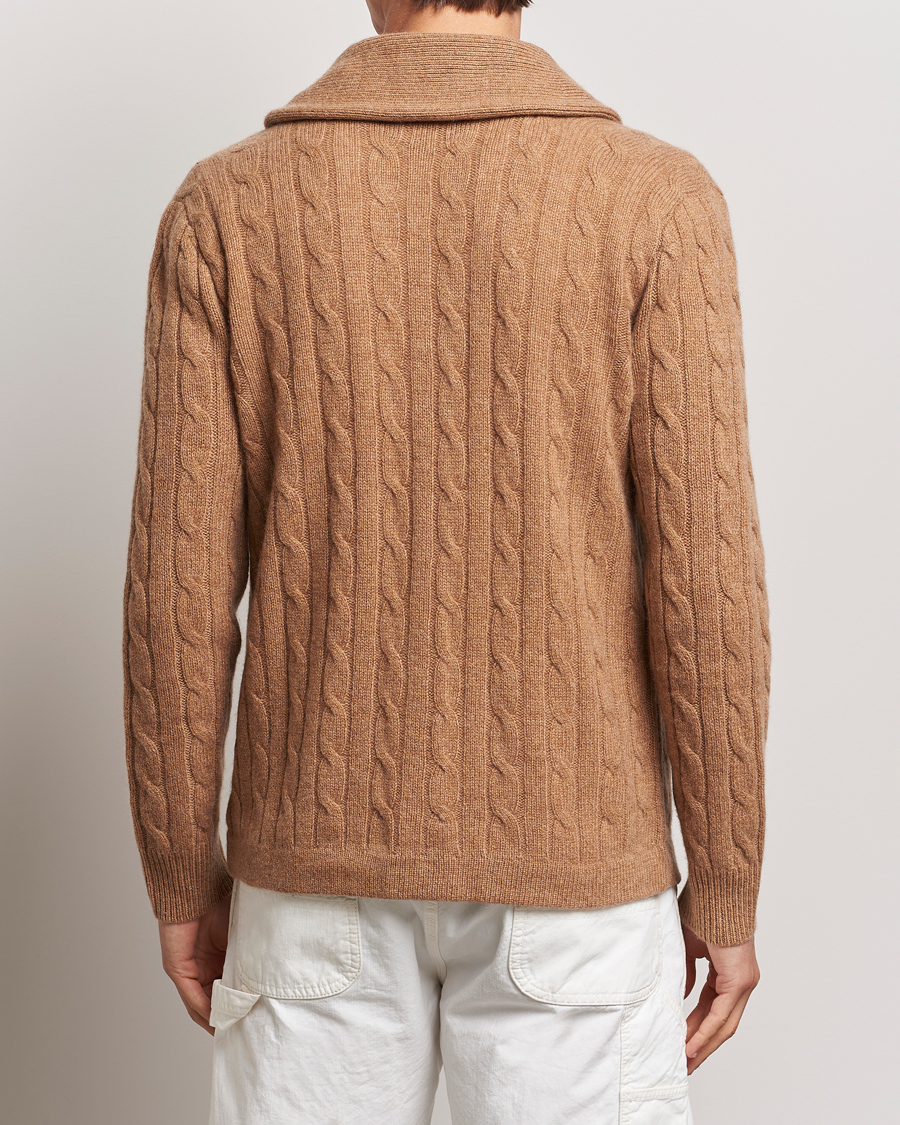 Mies | Puserot | Polo Ralph Lauren | Cashmere Cable Shawl Cardigan Brown Sugar Melange