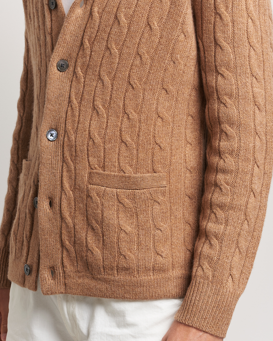 Mies | Puserot | Polo Ralph Lauren | Cashmere Cable Shawl Cardigan Brown Sugar Melange