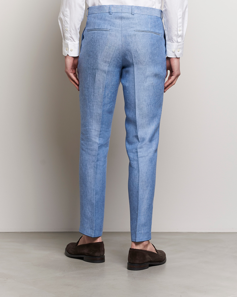 Mies | Housut | Oscar Jacobson | Denz Linen Trousers Smog Blue