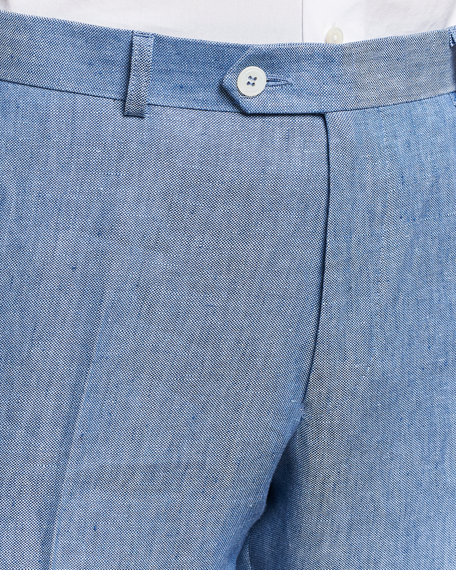 Mies | Housut | Oscar Jacobson | Denz Linen Trousers Smog Blue