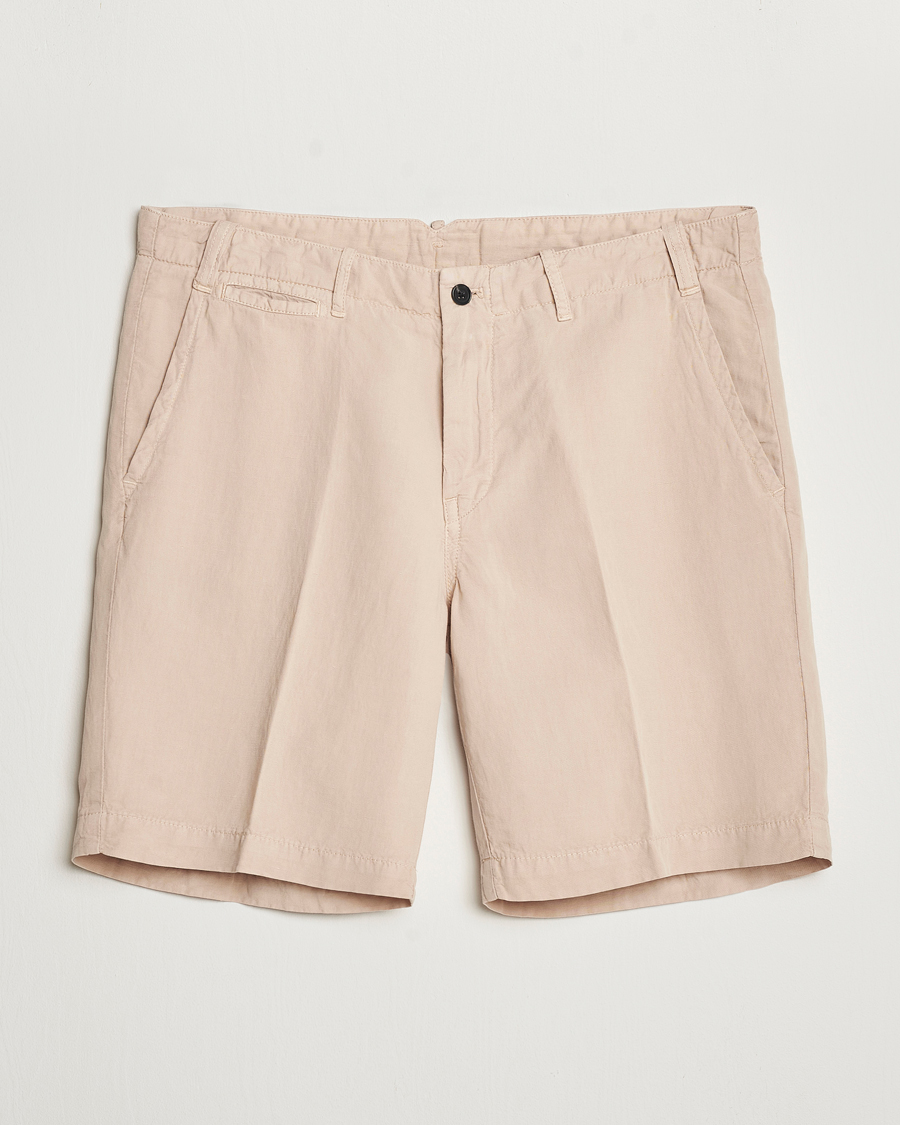Mies | Shortsit | Oscar Jacobson | Poggio Washed Linen Shorts Beige