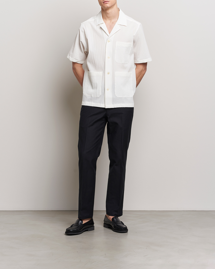 Mies | Kauluspaidat | Oscar Jacobson | Hanks Reg Seersucker Shirt White