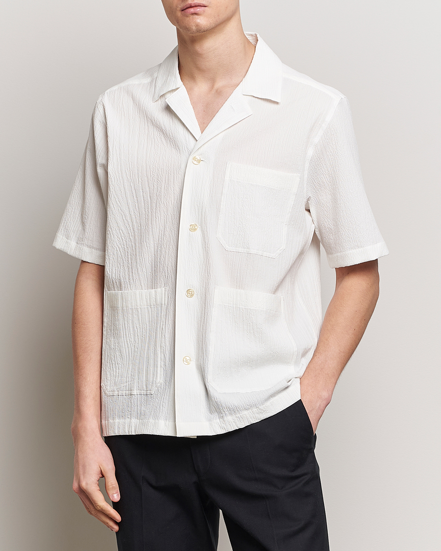Mies | Kauluspaidat | Oscar Jacobson | Hanks Reg Seersucker Shirt White