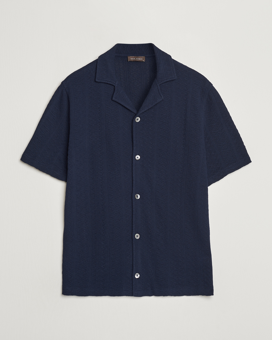 Mies | Kauluspaidat | Oscar Jacobson | Mattis Reg Knitted Shirt Navy