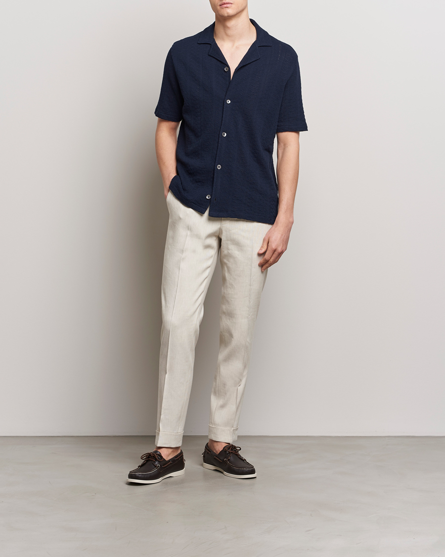 Mies | Kauluspaidat | Oscar Jacobson | Mattis Reg Knitted Shirt Navy