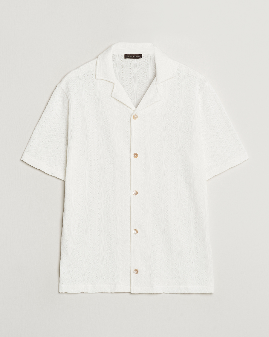 Mies | Kauluspaidat | Oscar Jacobson | Mattis Reg Knitted Shirt White