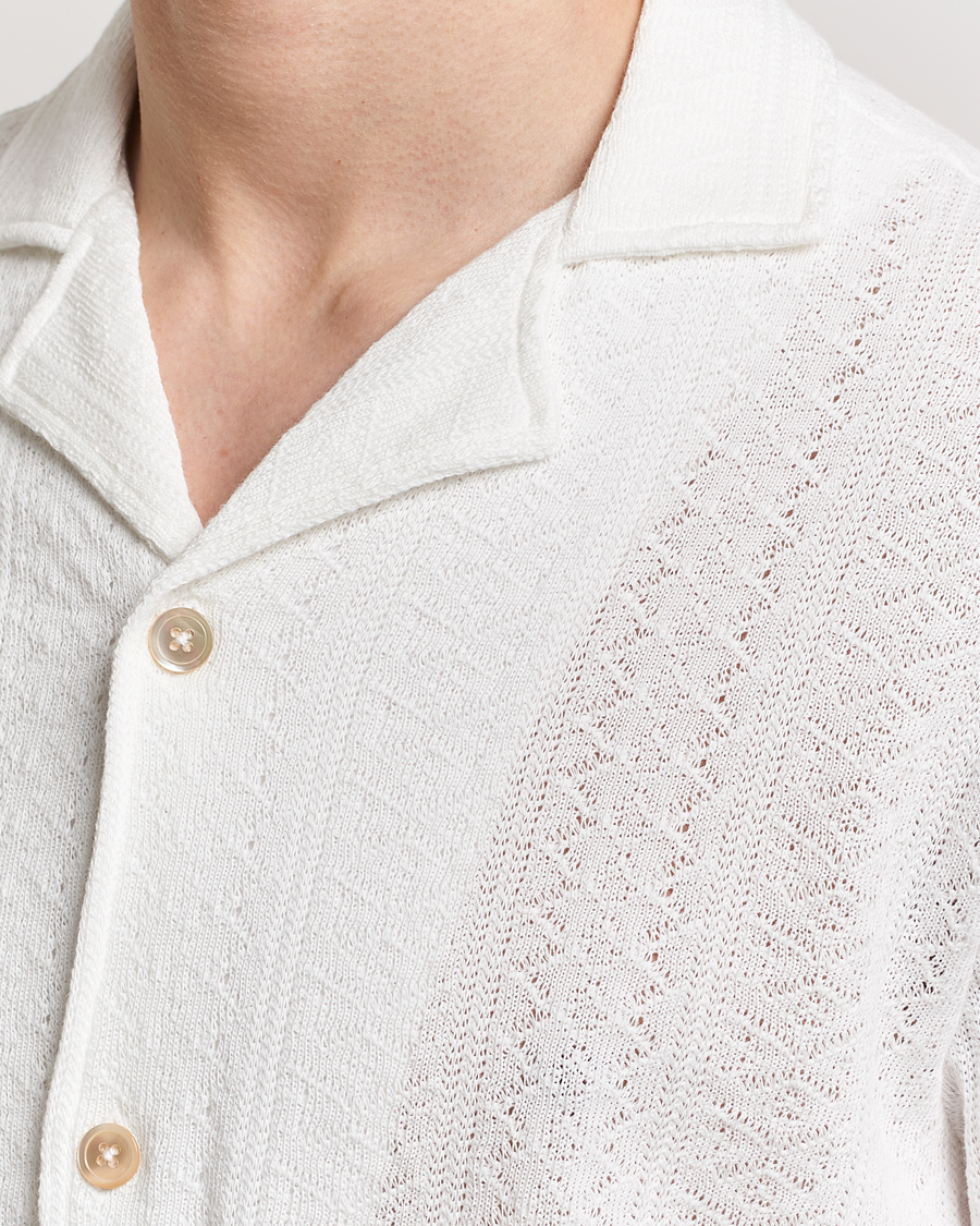 Mies | Kauluspaidat | Oscar Jacobson | Mattis Reg Knitted Shirt White
