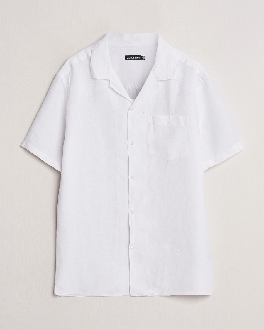 Mies | Kauluspaidat | J.Lindeberg | Elio Linen Melange Shirt White