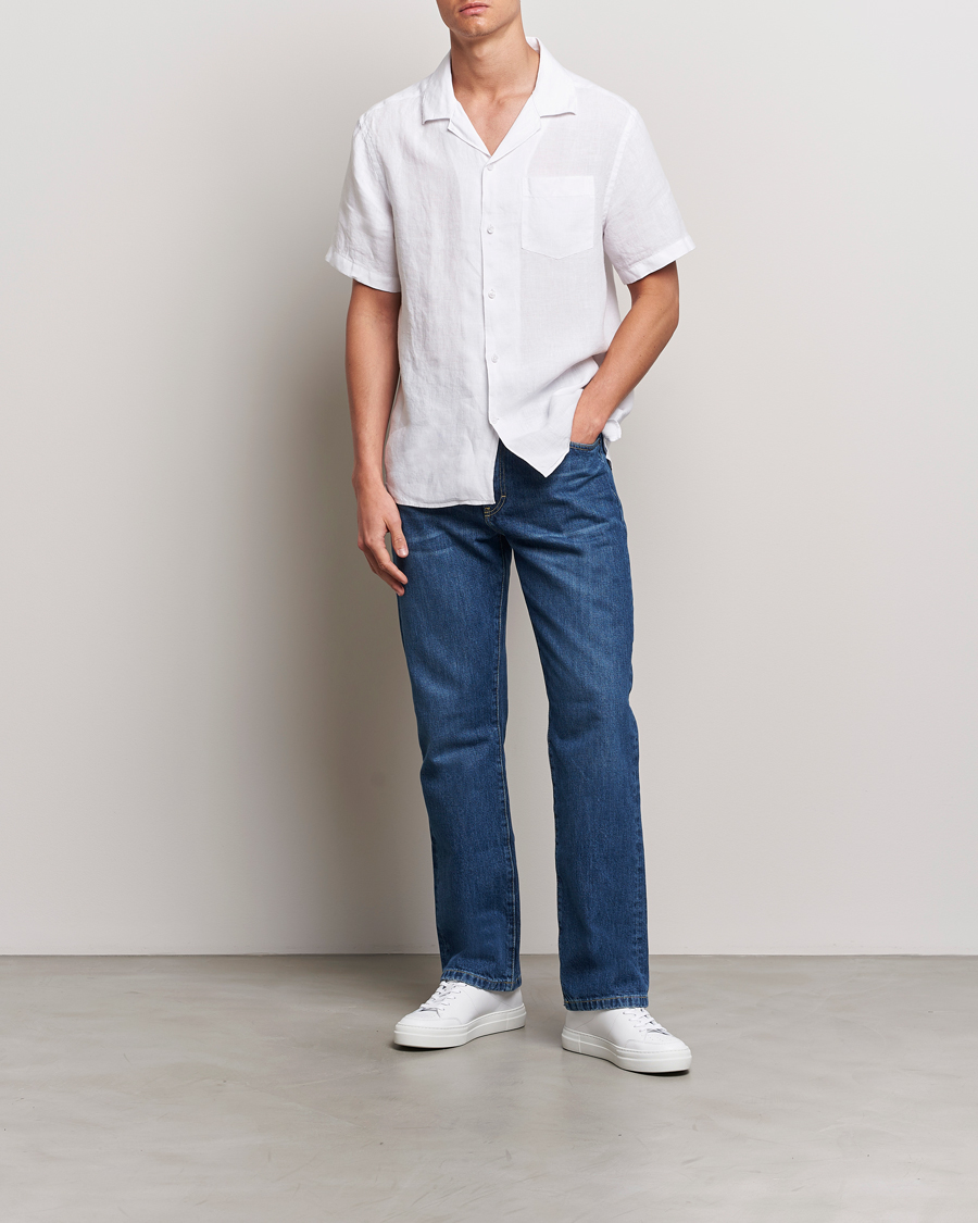 Mies | Kauluspaidat | J.Lindeberg | Elio Linen Melange Shirt White