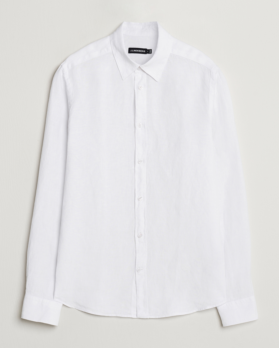 Mies | Kauluspaidat | J.Lindeberg | Slim Linen Melange Shirt White