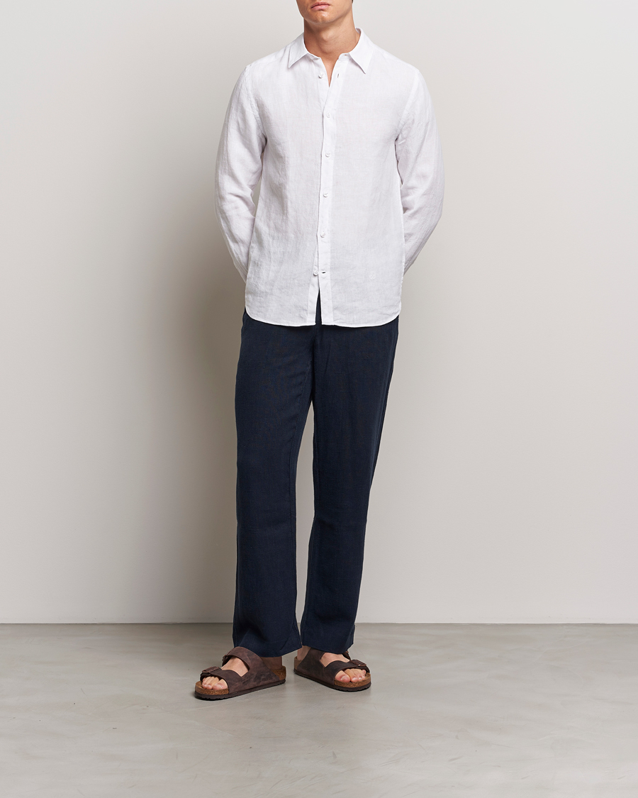 Mies | Kauluspaidat | J.Lindeberg | Slim Linen Melange Shirt White