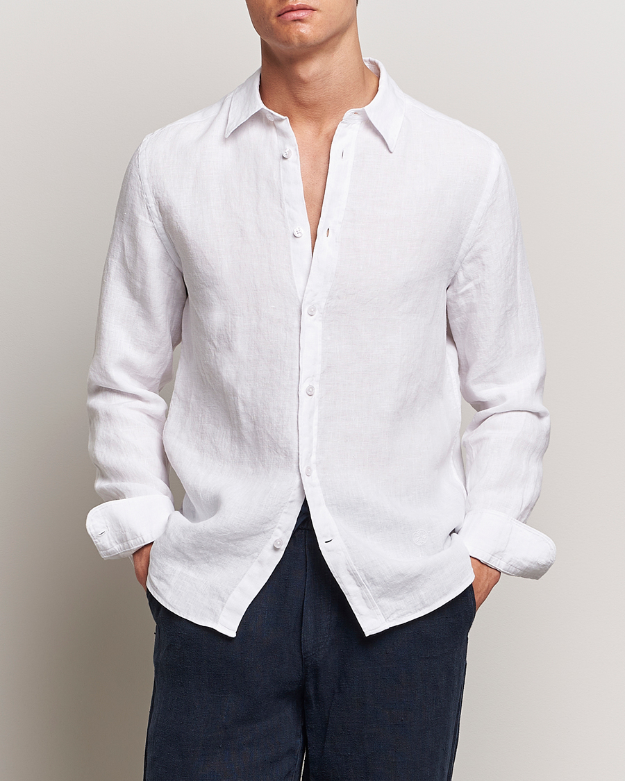 Mies | Kauluspaidat | J.Lindeberg | Slim Linen Melange Shirt White
