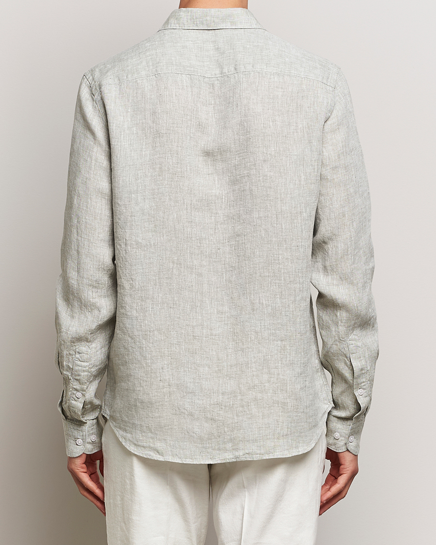 Mies | Kauluspaidat | J.Lindeberg | Slim Linen Melange Shirt Oil Green
