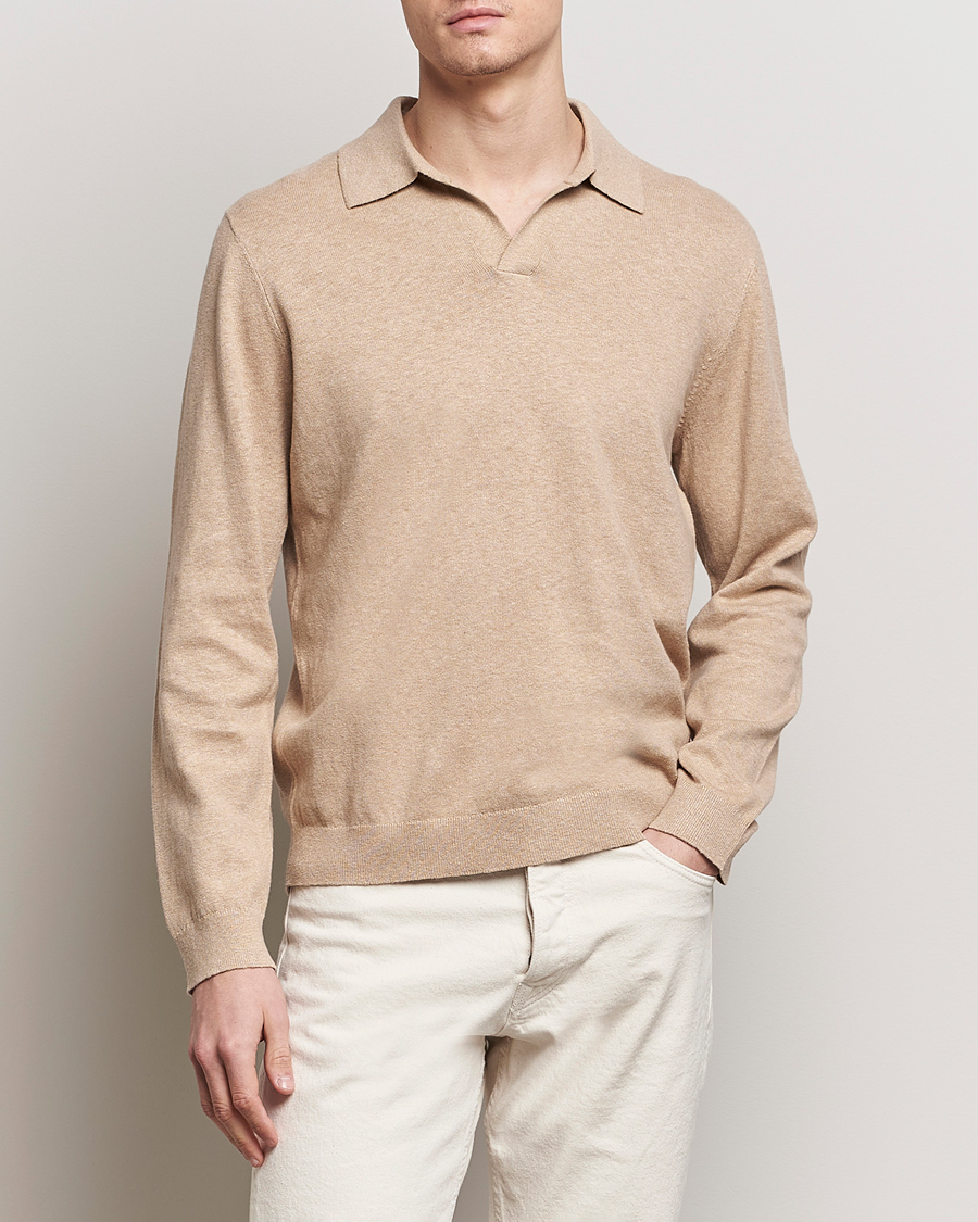 Mies | A Day's March | A Day's March | Manol Cotton Linen Polo Khaki