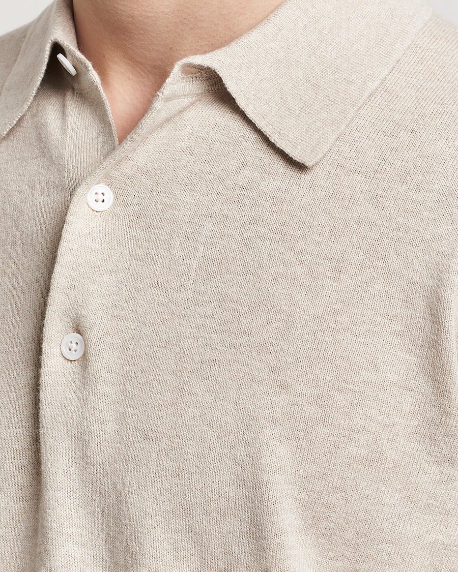 Mies | Puserot | A Day's March | Ambroz Cotton/Linen Polo Sand