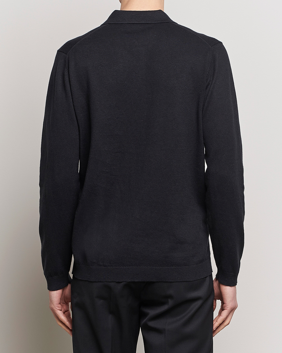 Mies | Puserot | A Day's March | Ambroz Cotton/Linen Polo Black