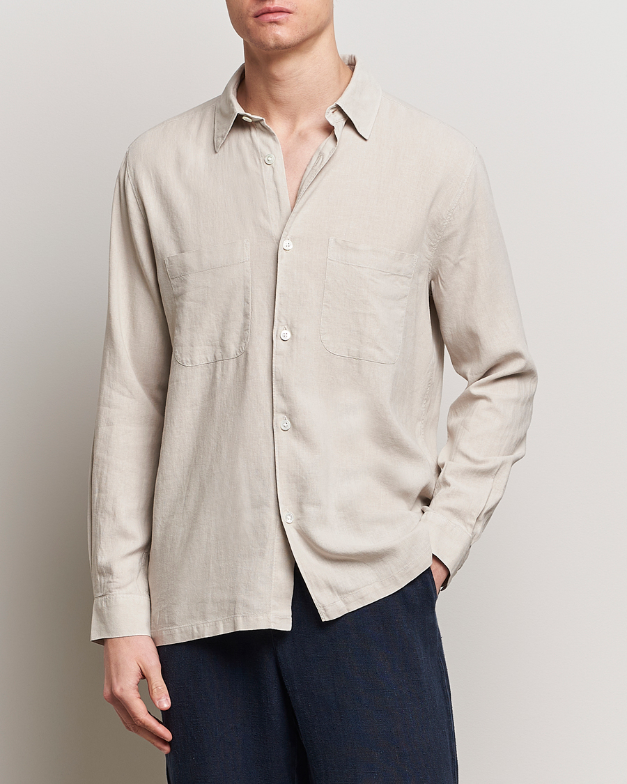 Mies | A Day's March | A Day's March | Balain Linen/Viscose Shirt Dove