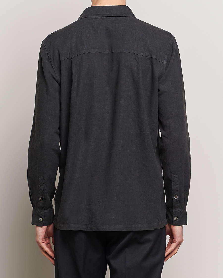 Mies | Kauluspaidat | A Day's March | Balain Linen/Viscose Shirt Off Black