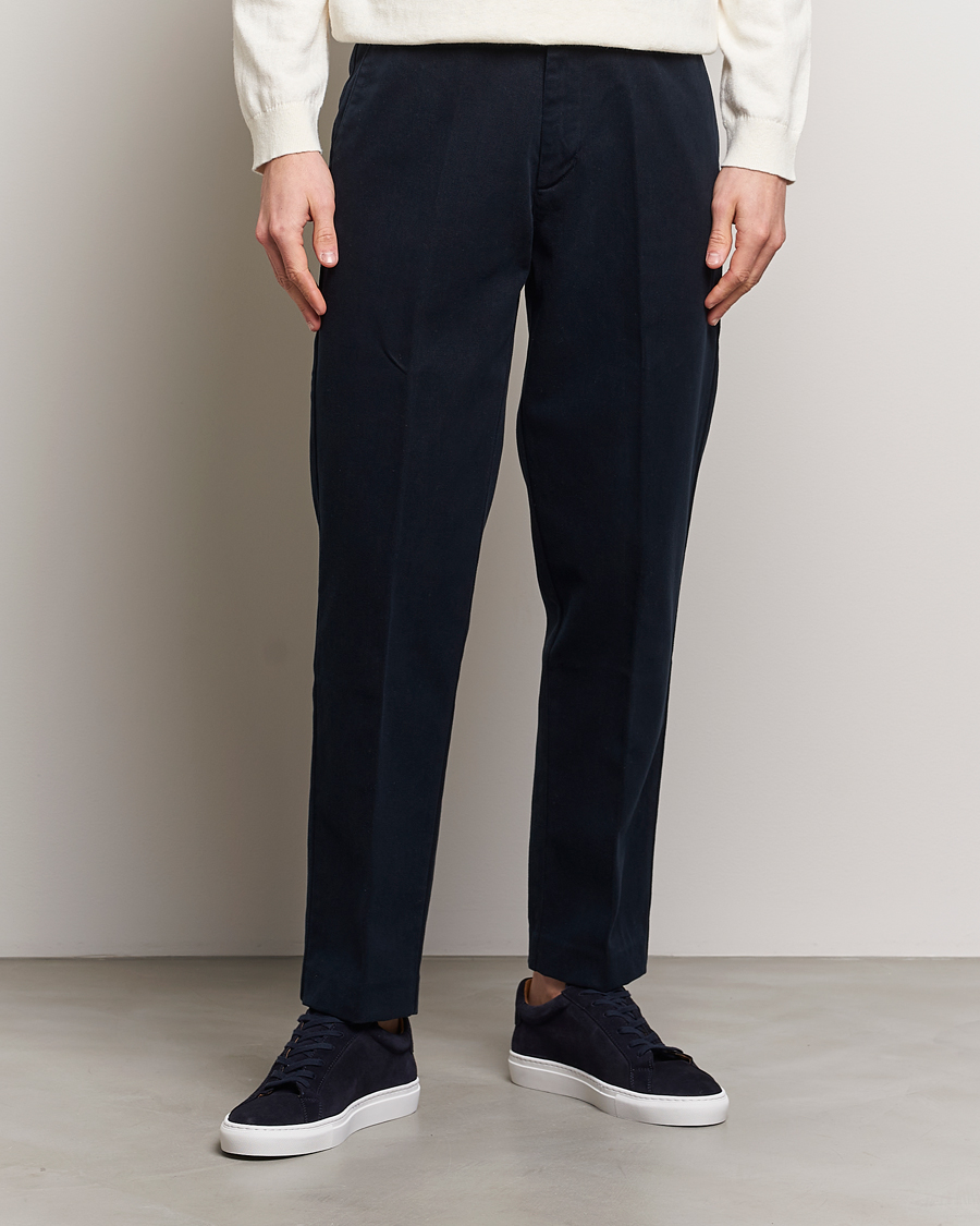 Mies | Uutuudet | A Day's March | Miller Cotton/Lyocell Trousers Navy