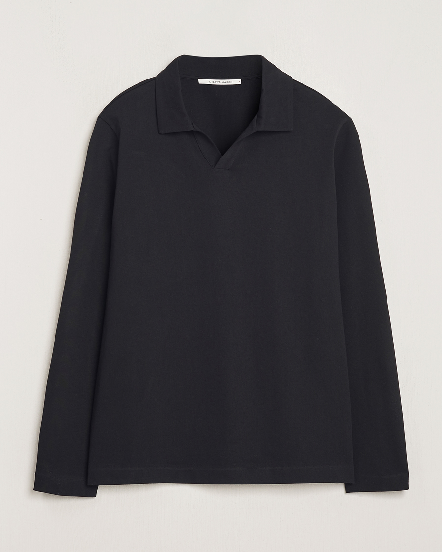 Mies | Puserot | A Day's March | Branford Long Sleeve Polo Black