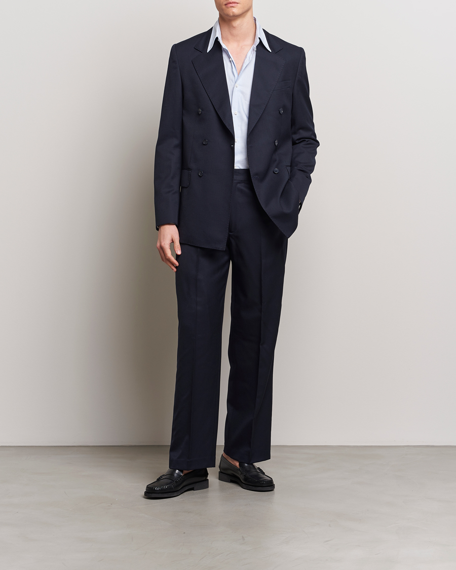 Mies | Housut | A Day's March | Edward Relaxed Wool Trousers Navy