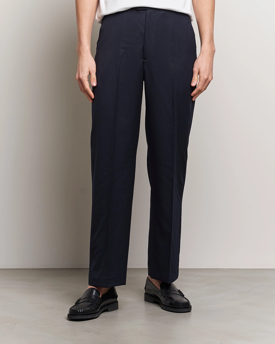 Mies | Vaatteet | A Day's March | Edward Relaxed Wool Trousers Navy