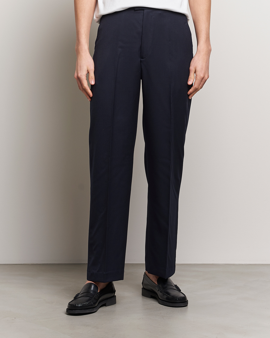 Mies | Housut | A Day's March | Edward Relaxed Wool Trousers Navy