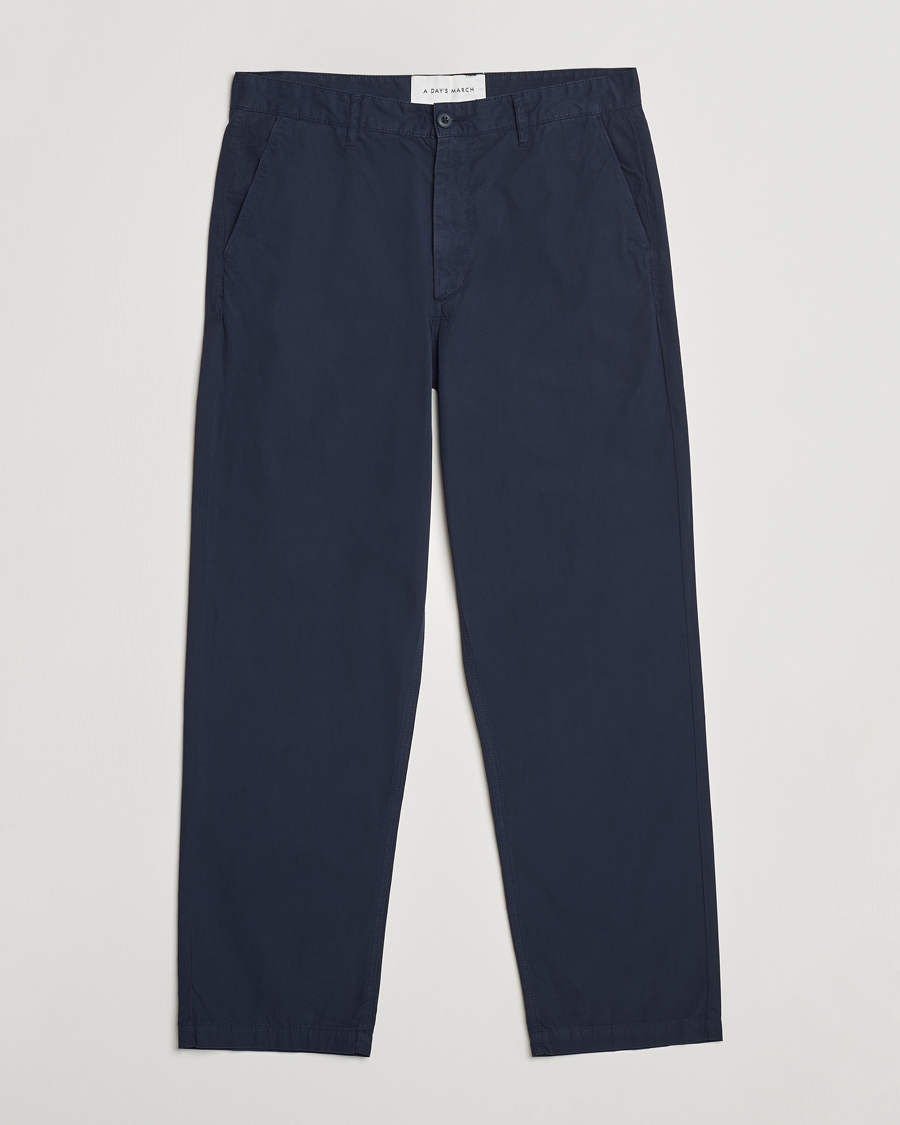Mies | Housut | A Day's March | Redwood Light Cotton Trousers Navy
