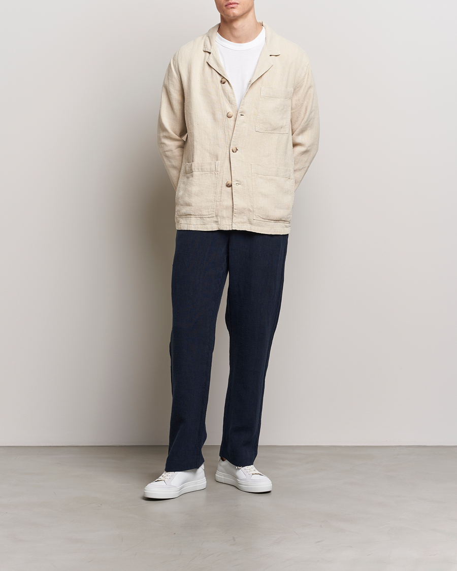 Mies | Takit | A Day's March | Banagher Linen Overshirt Oyster