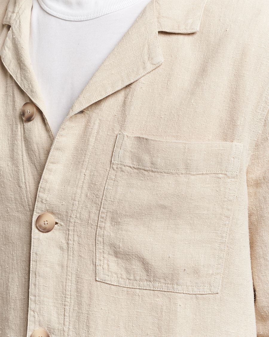 Mies | Takit | A Day's March | Banagher Linen Overshirt Oyster